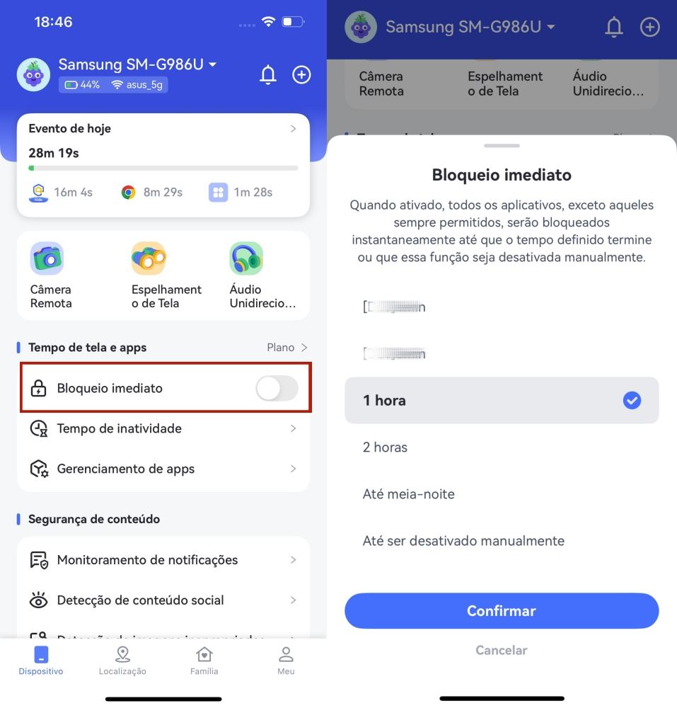tocar em Bloqueio Instantâneo no AirDroid