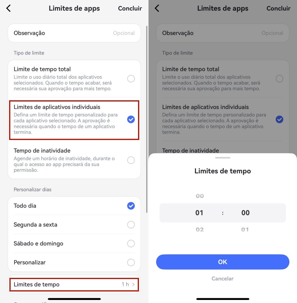 Limites Individuais de Aplicativos do AirDroid
