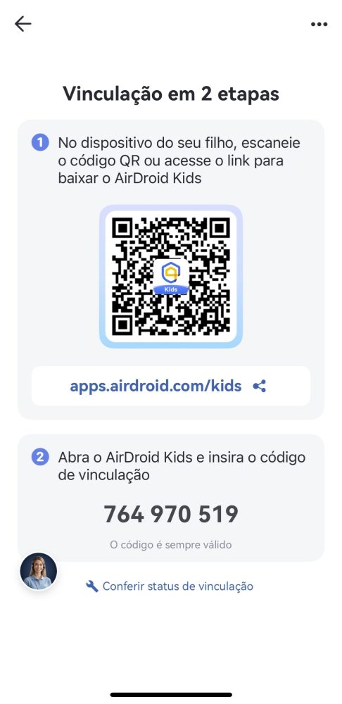 Página de Vinculação do Dispositivo do Filho