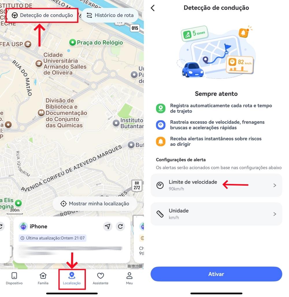 Detecção de Direção para iPhone