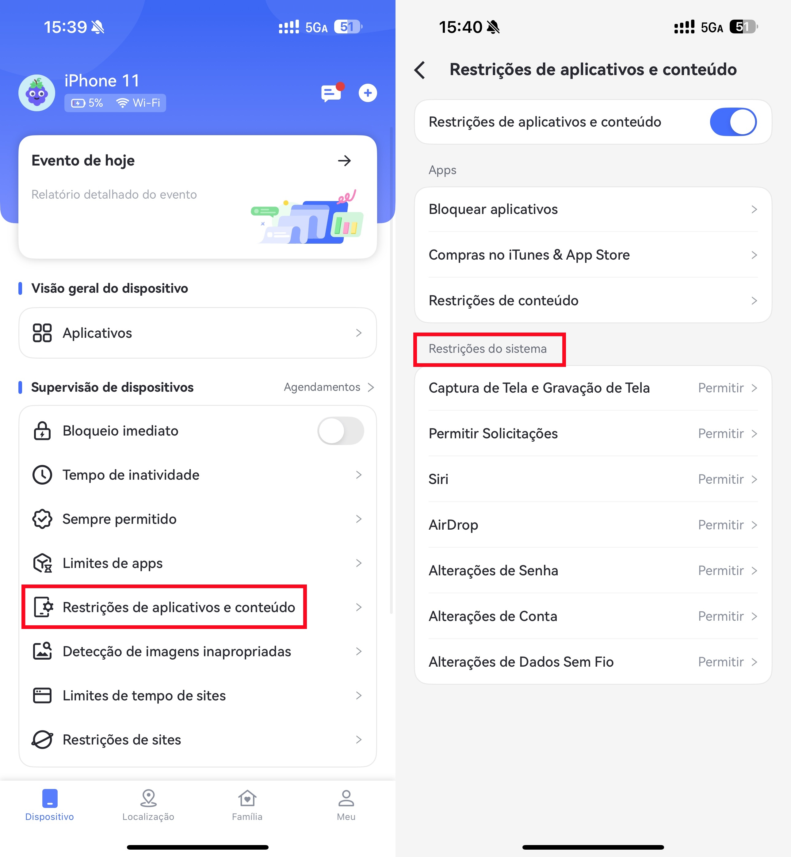 restrições do sistema iOS no AirDroid