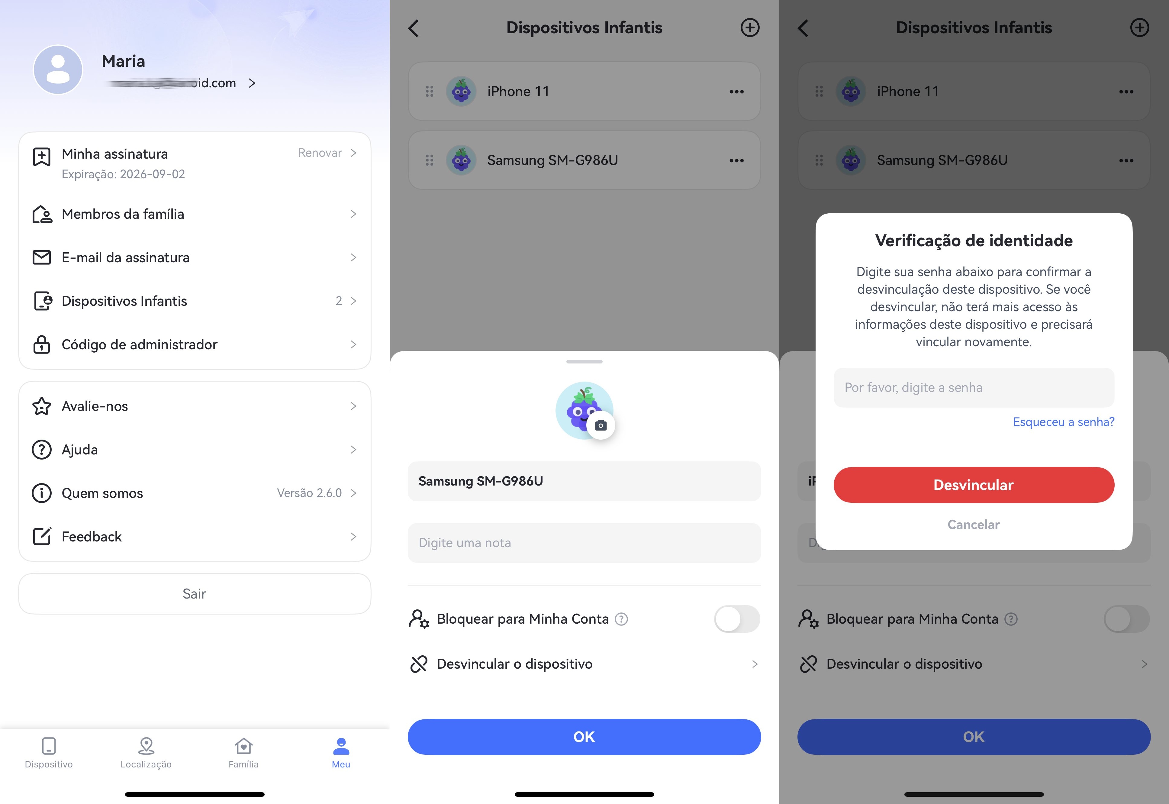 desvincular dispositivo infantil