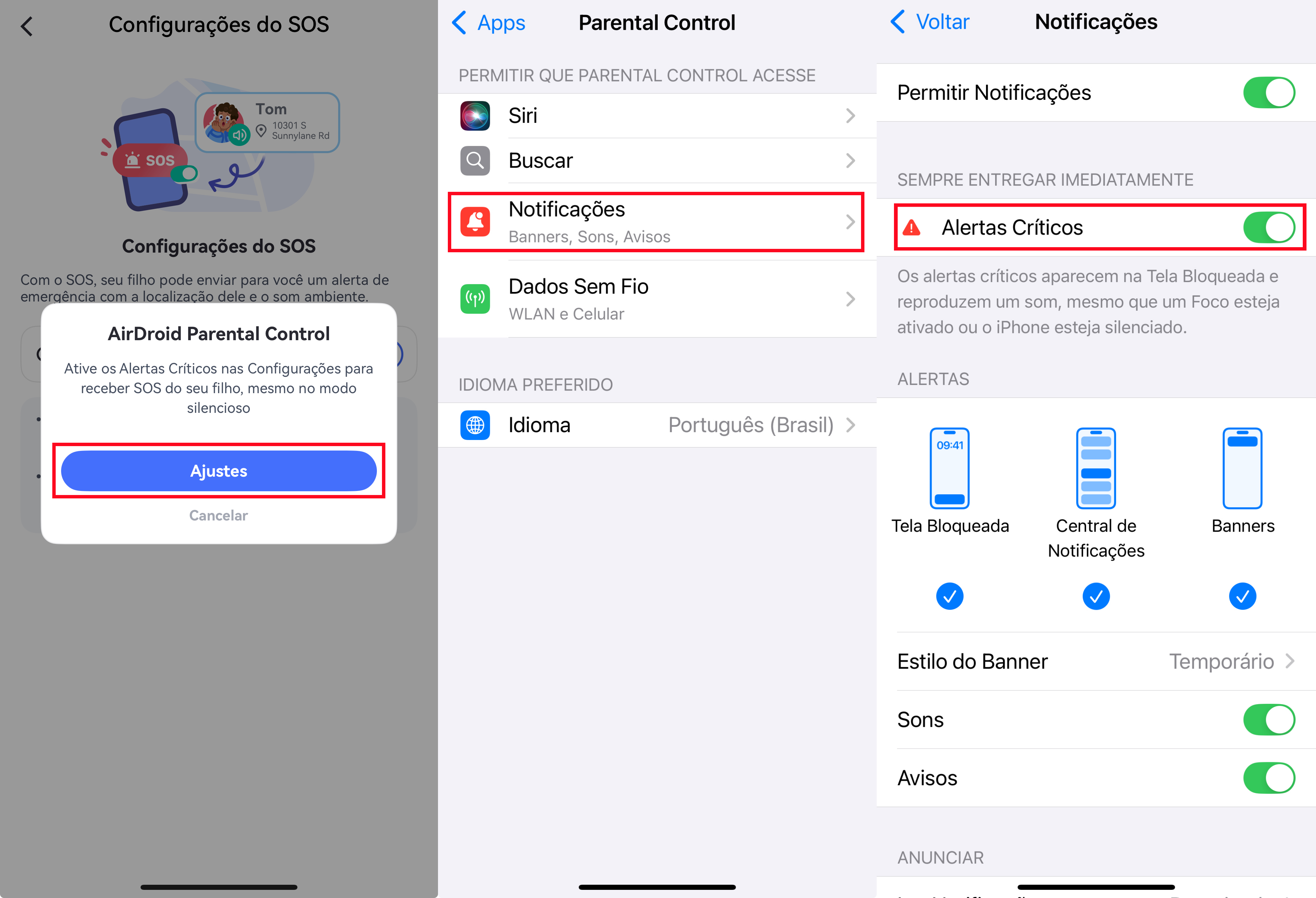 ativar configurações de SOS no iPhone