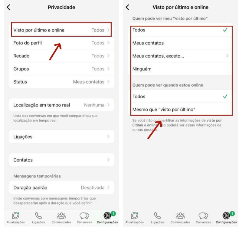 Ocultar o visto por último do WhatsApp no iPhone
