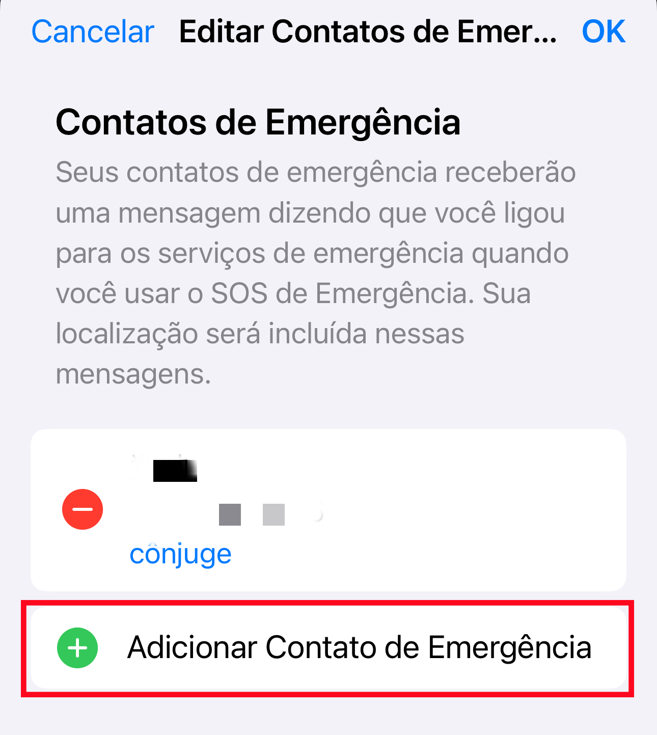 adicionar contato de emergência a partir do aplicativo Saúde etapa 5