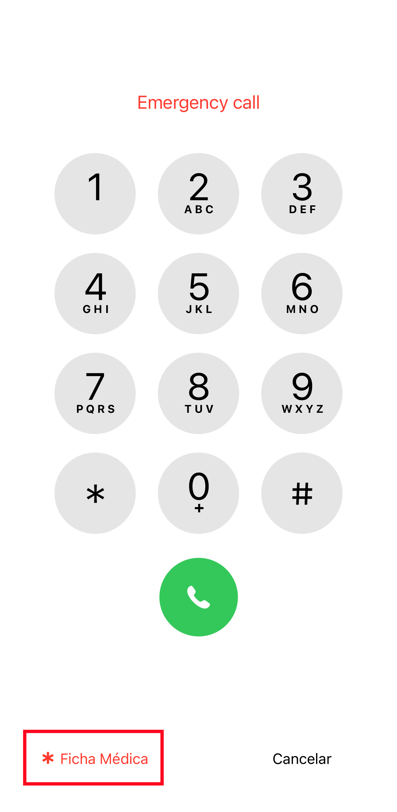 Acessar contatos de emergência em um iPhone bloqueado etapa 2