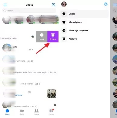 arquivar as mensagens do messenger