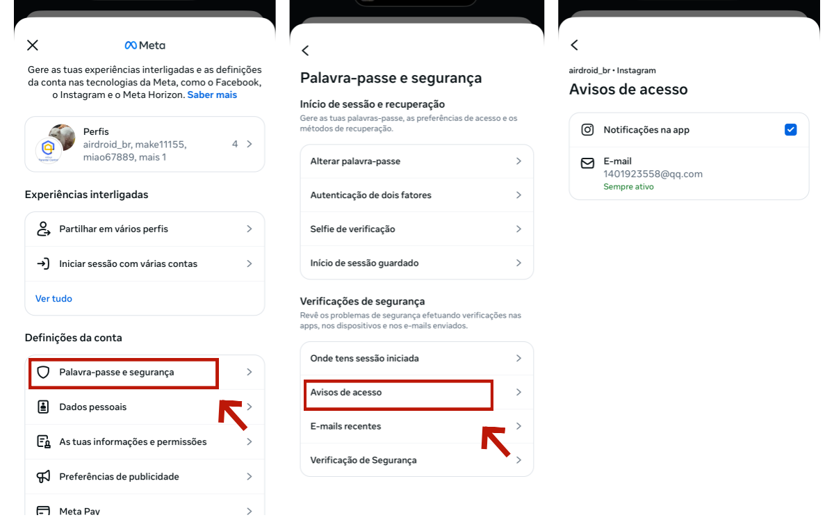 Ativar alertas de login no Instagram