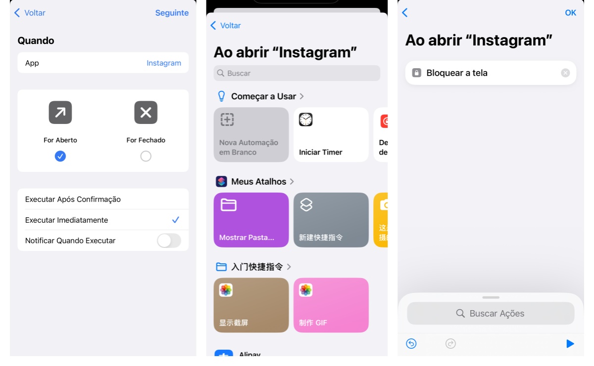 Bloquear o Instagram no iPhone com o Atalhos