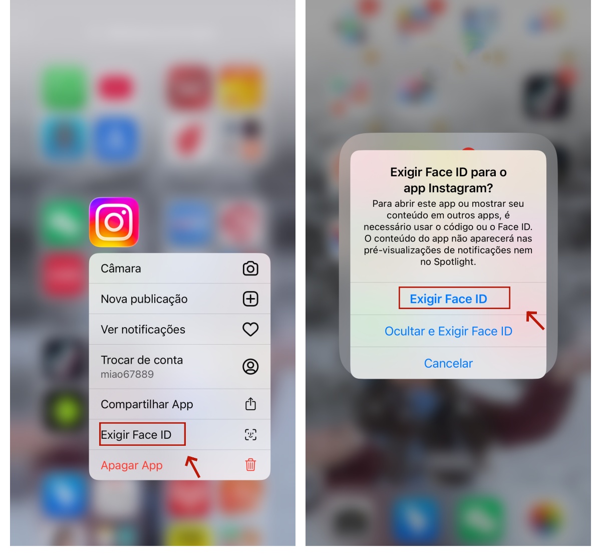 Bloquear o Instagram no iPhone com Face ID