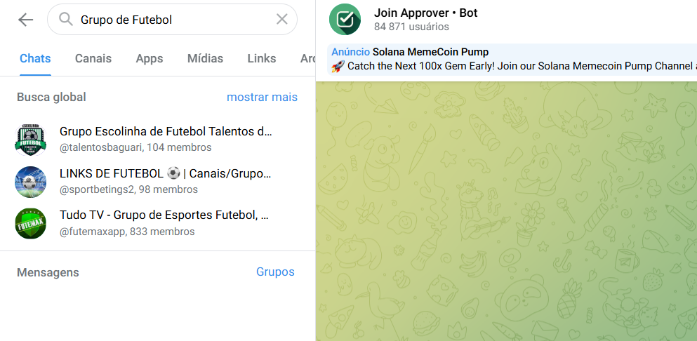 Pesquisar grupos no Telegram