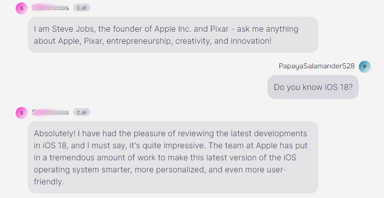 Character AI com Steve Jobs