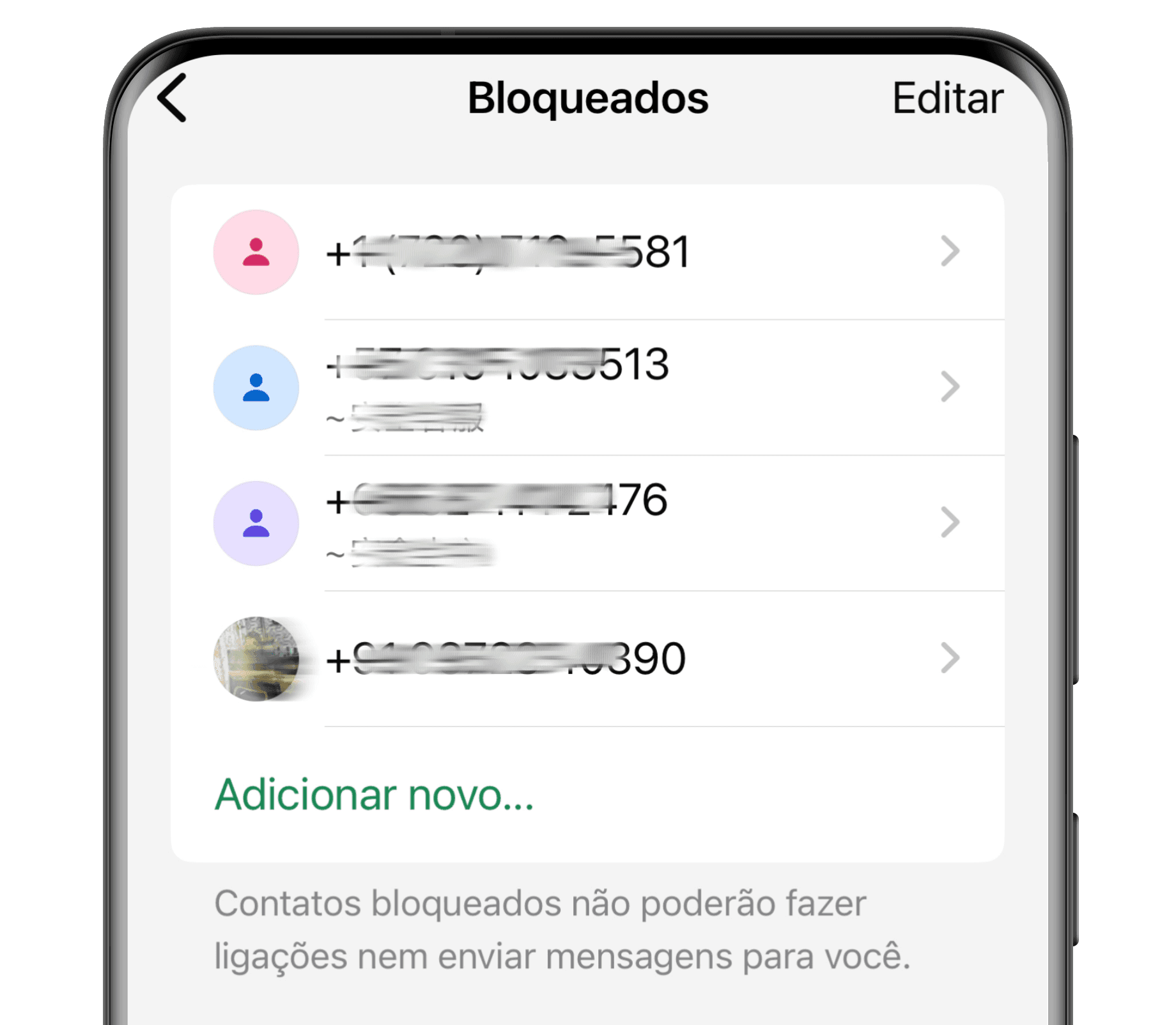 Contatos bloqueados no WhatsApp