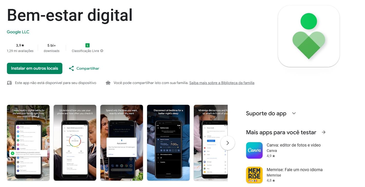 controle parental android - bem estar digital
