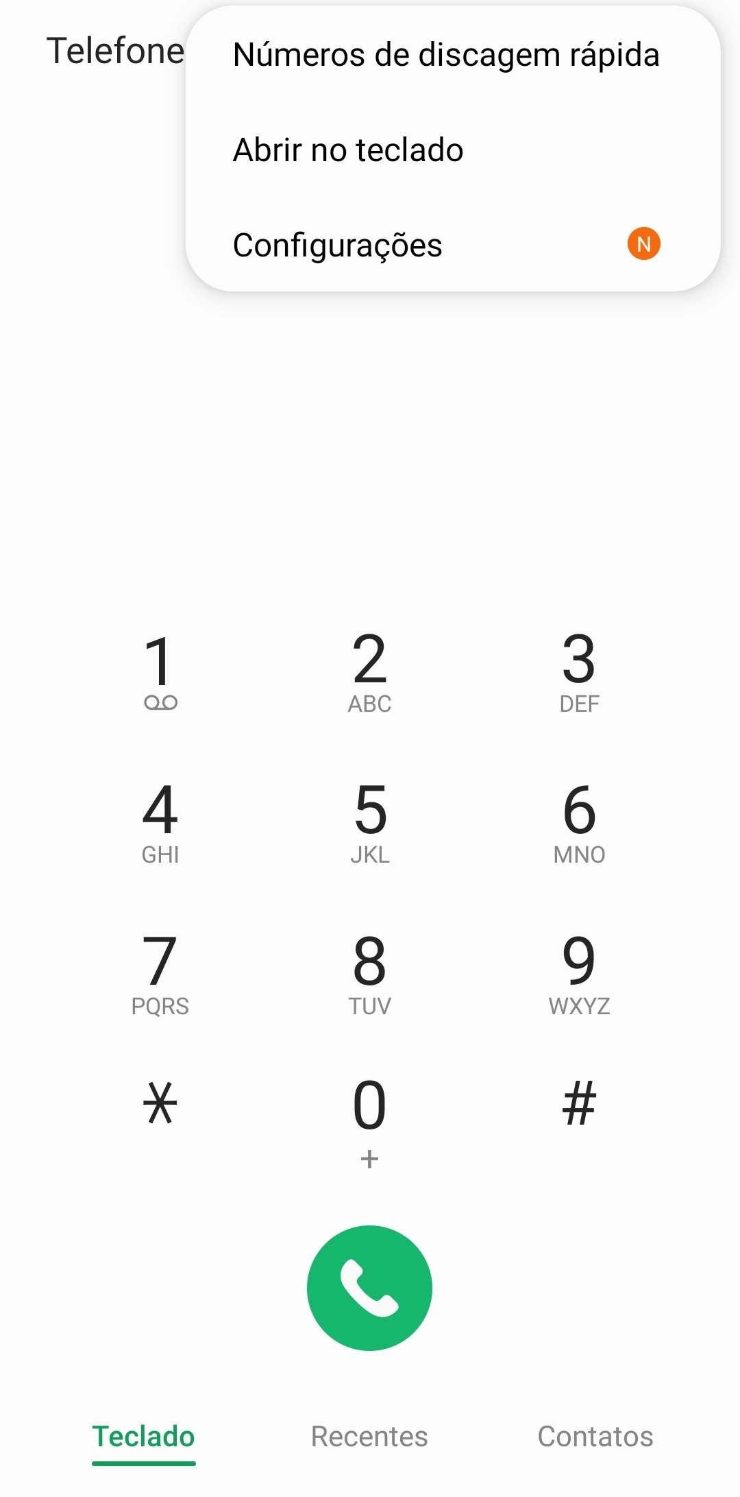 Configurações de chamada