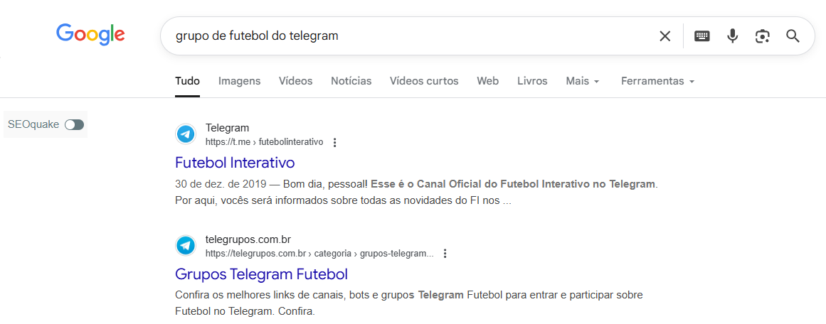 achar grupos no Telegram no mecanismo de busca