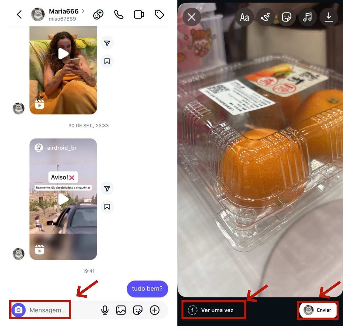 Enviar diretamente na DM