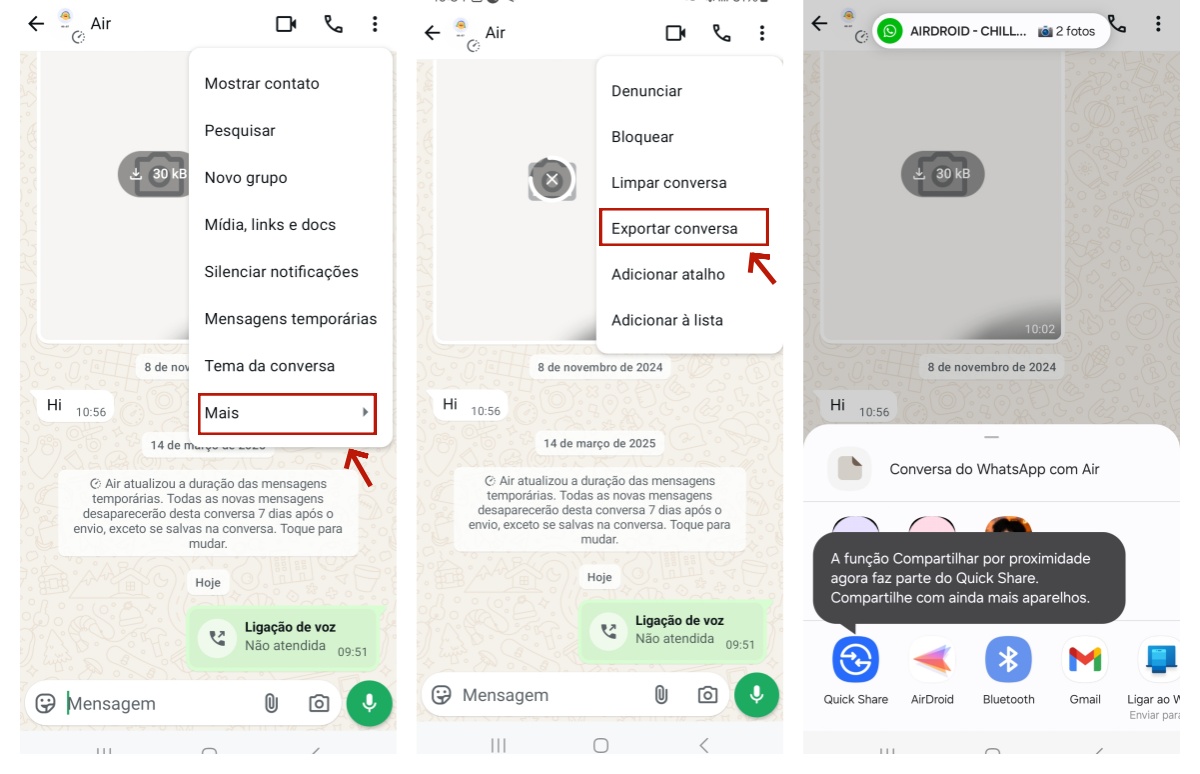 Exportar conversas do WhatsApp no Android