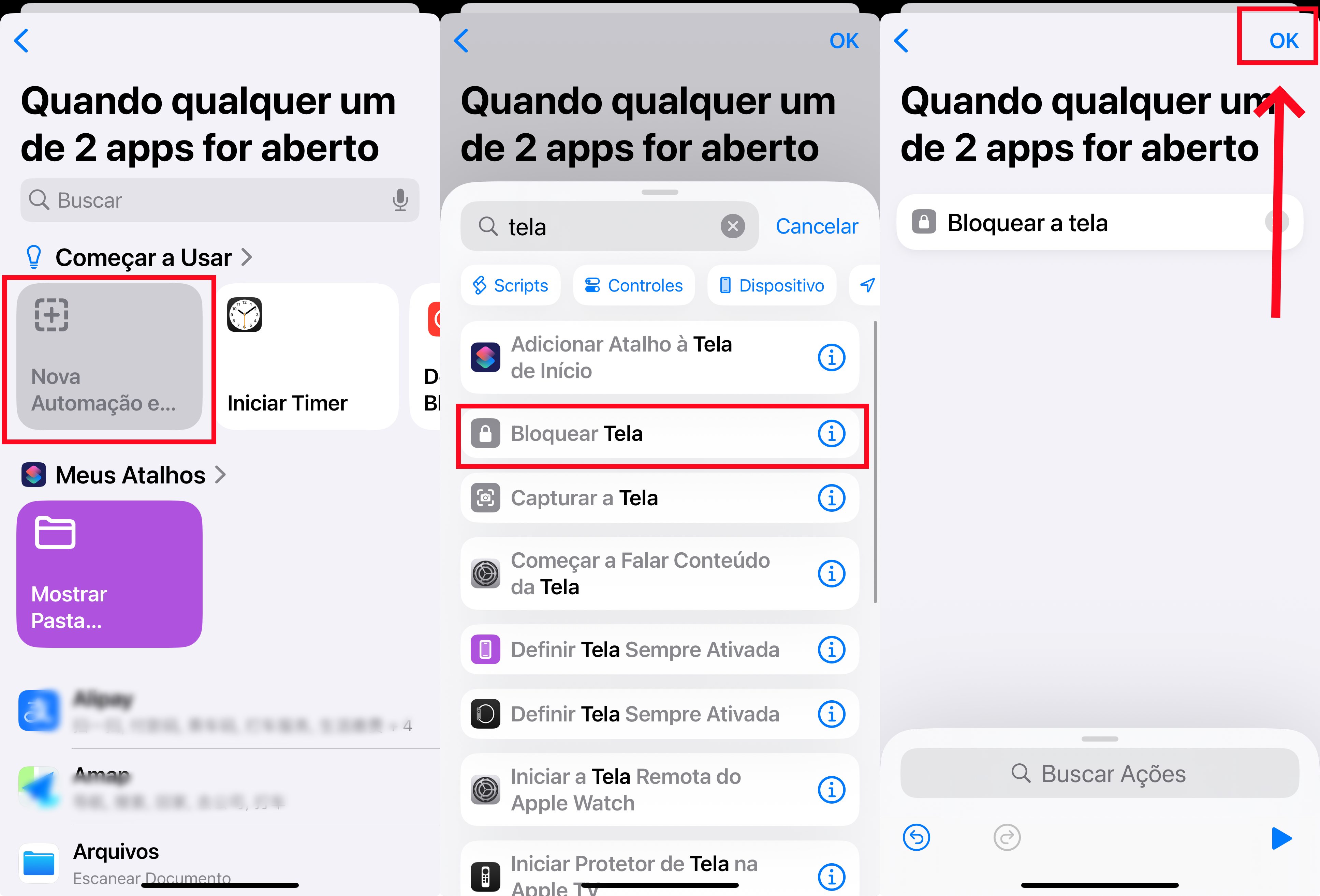 Use o app Atalhos para bloquear apps no iOS - 3