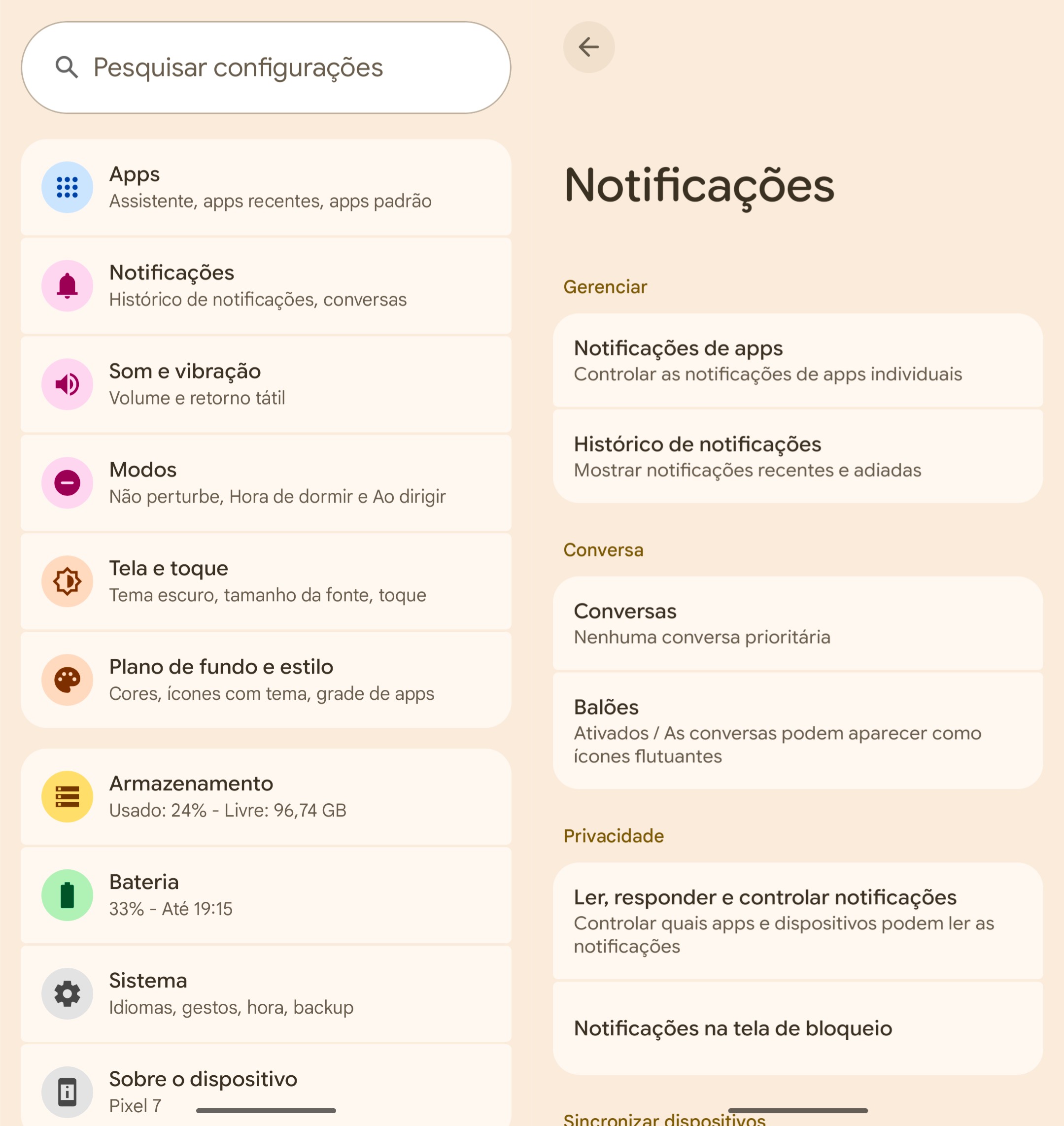 Ver notificações no dispositivo Android