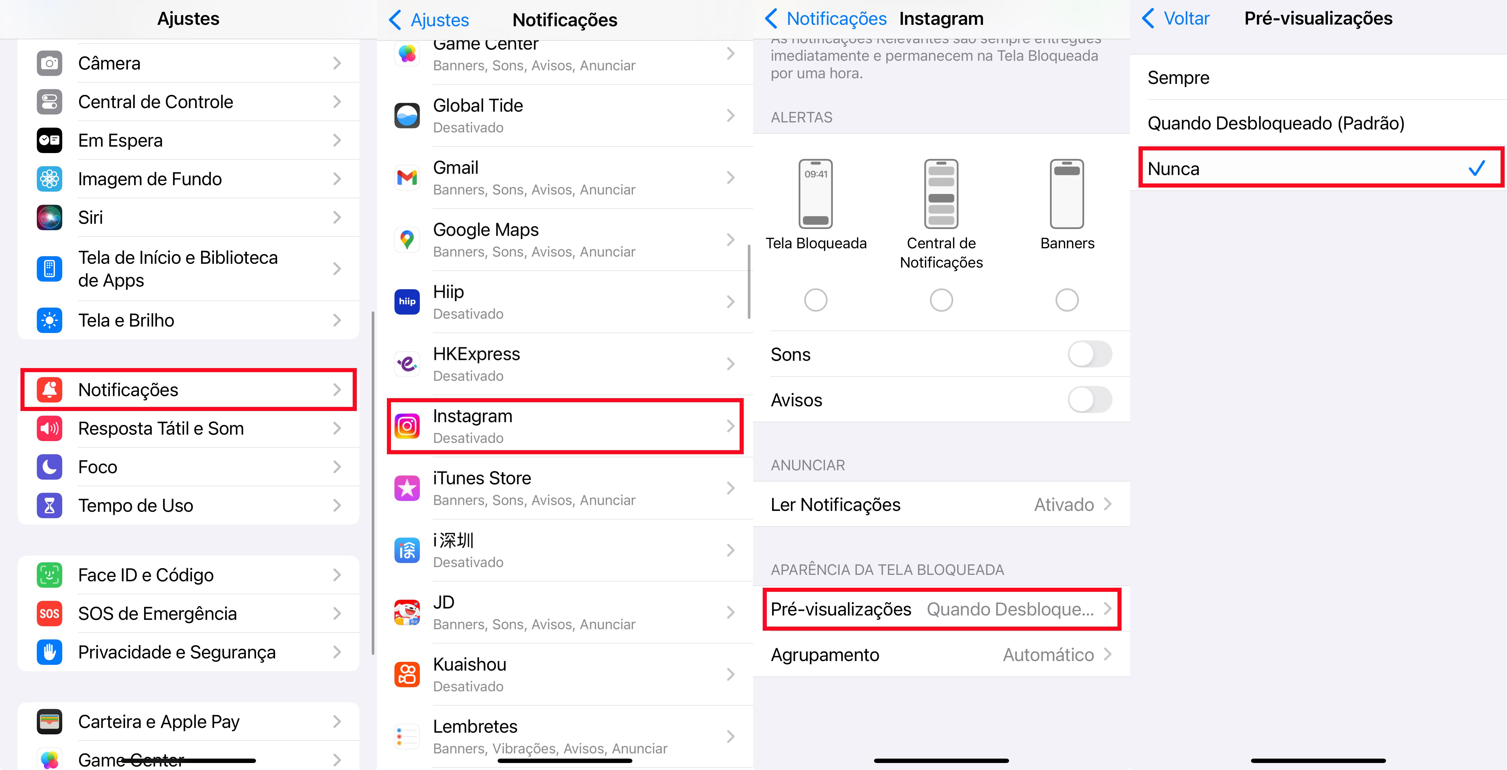 Ocultar pré-visualizações de mensagens do Instagram no iOS