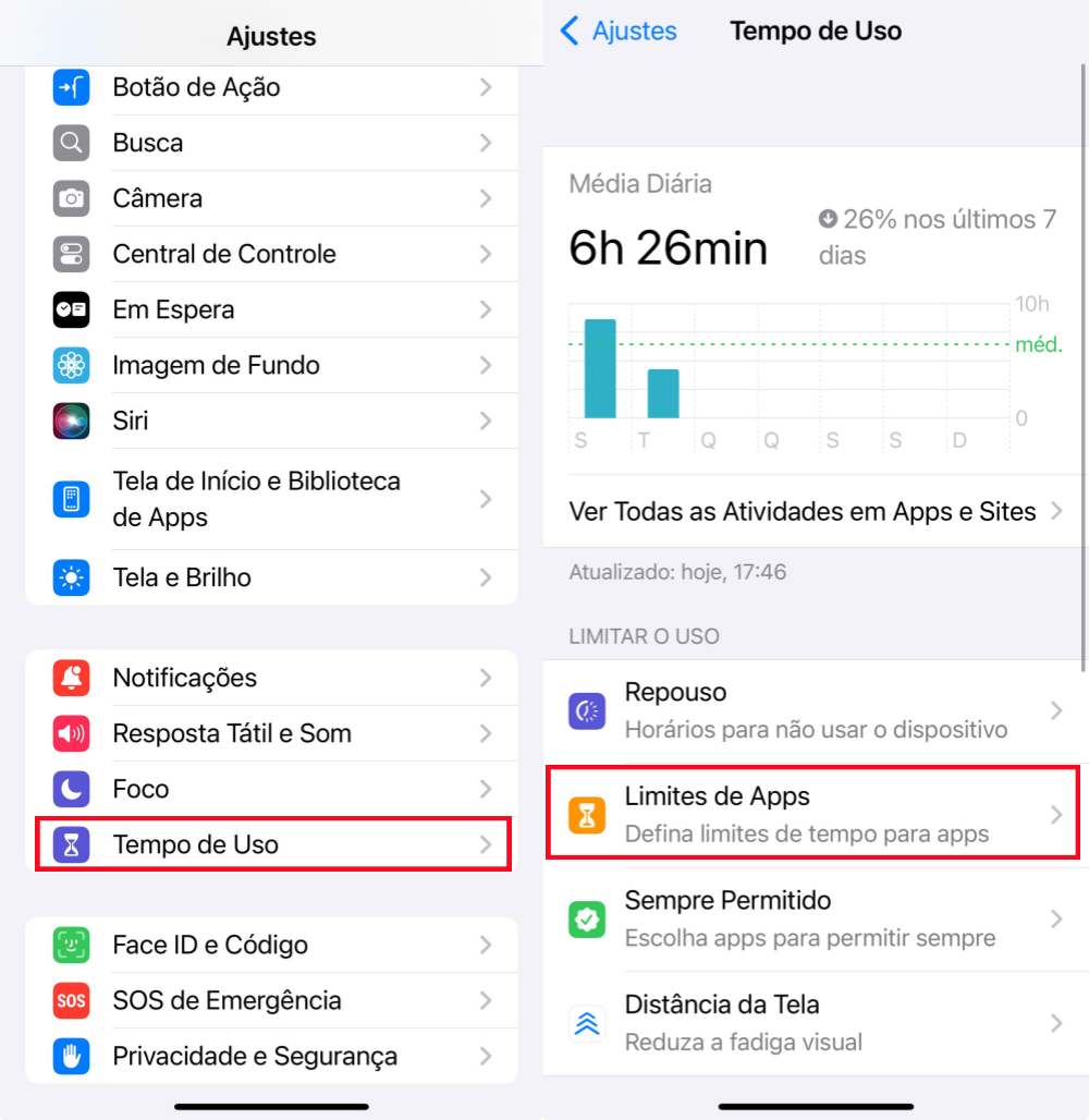 configurar Apple tenpo de uso para crianças