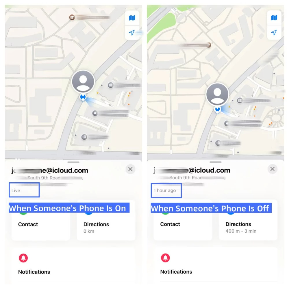 if someone phone is off via location