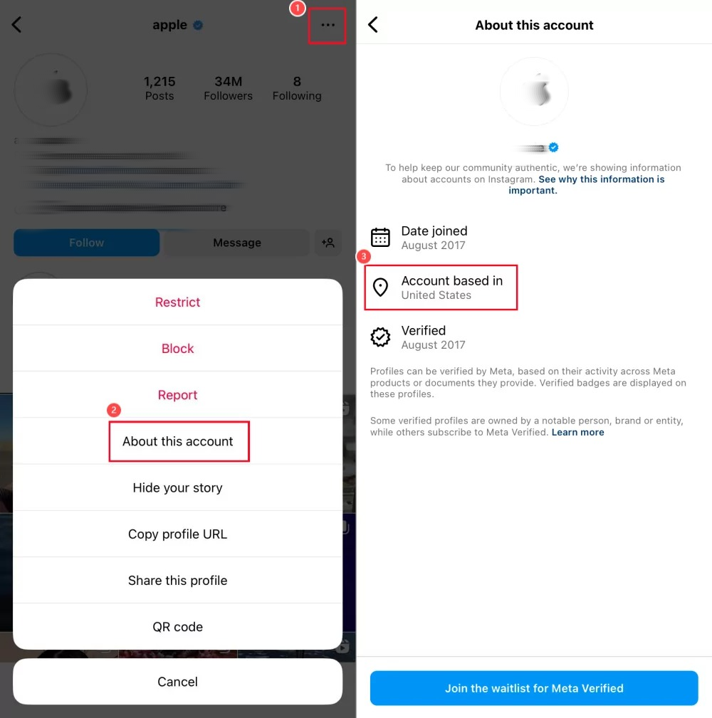 Informações da localização no Instagram