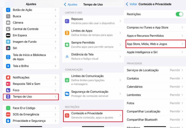 usar iphone tempo de uso para bloquear janitor ai