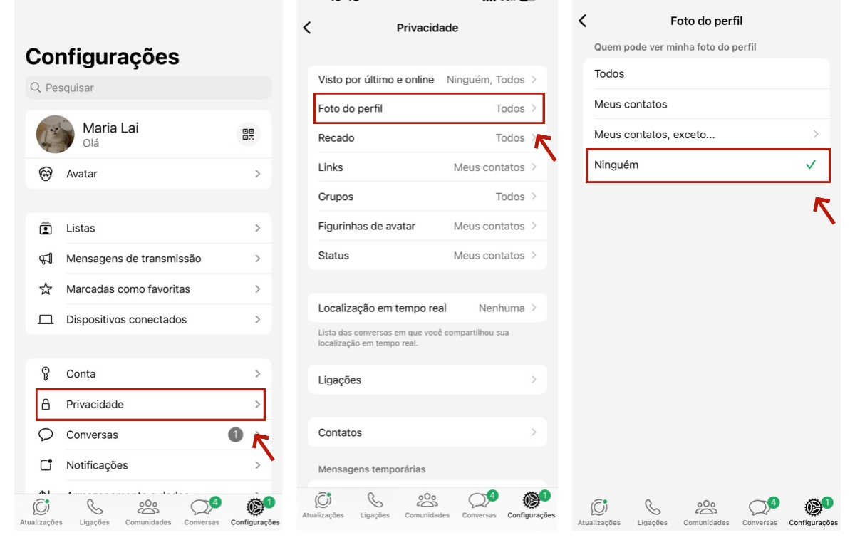 Limitar quem pode ver a foto de perfil no WhatsApp