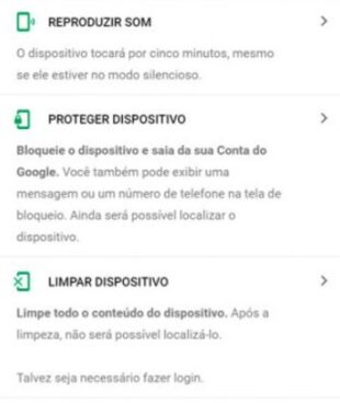 Encontrar, bloquear e apagar o celular