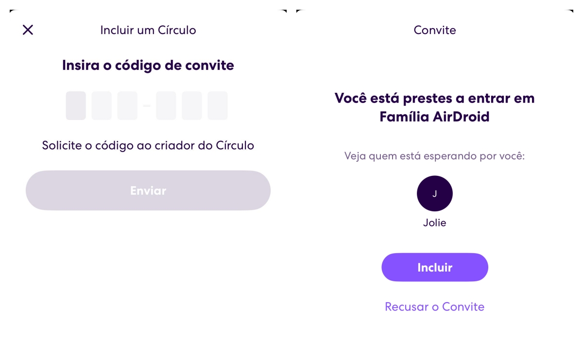 Insera o código de convite e tocar em Join