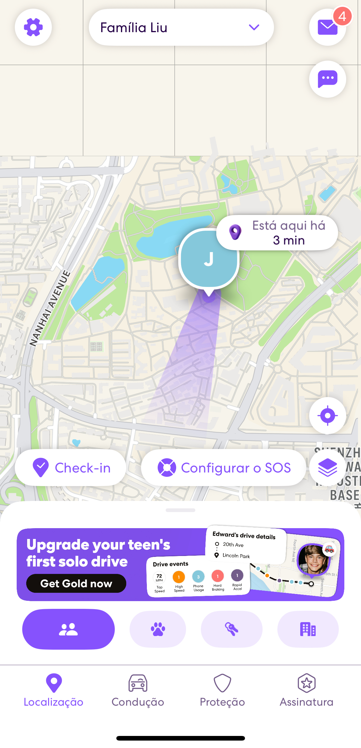 Localização compartilhada no Life360