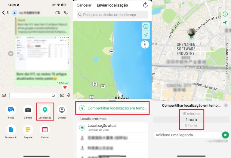 Compartilhar localização no WhatsApp
