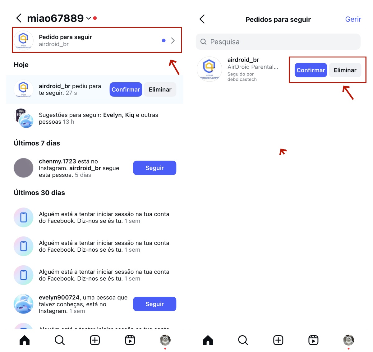 Recusar solicitação para seguir no Instagram