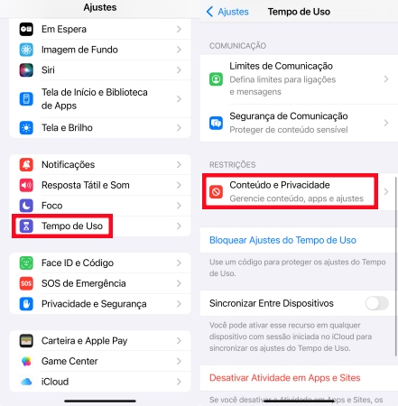 configurar iOS Tempo de Uso para bloquear OnlyFans