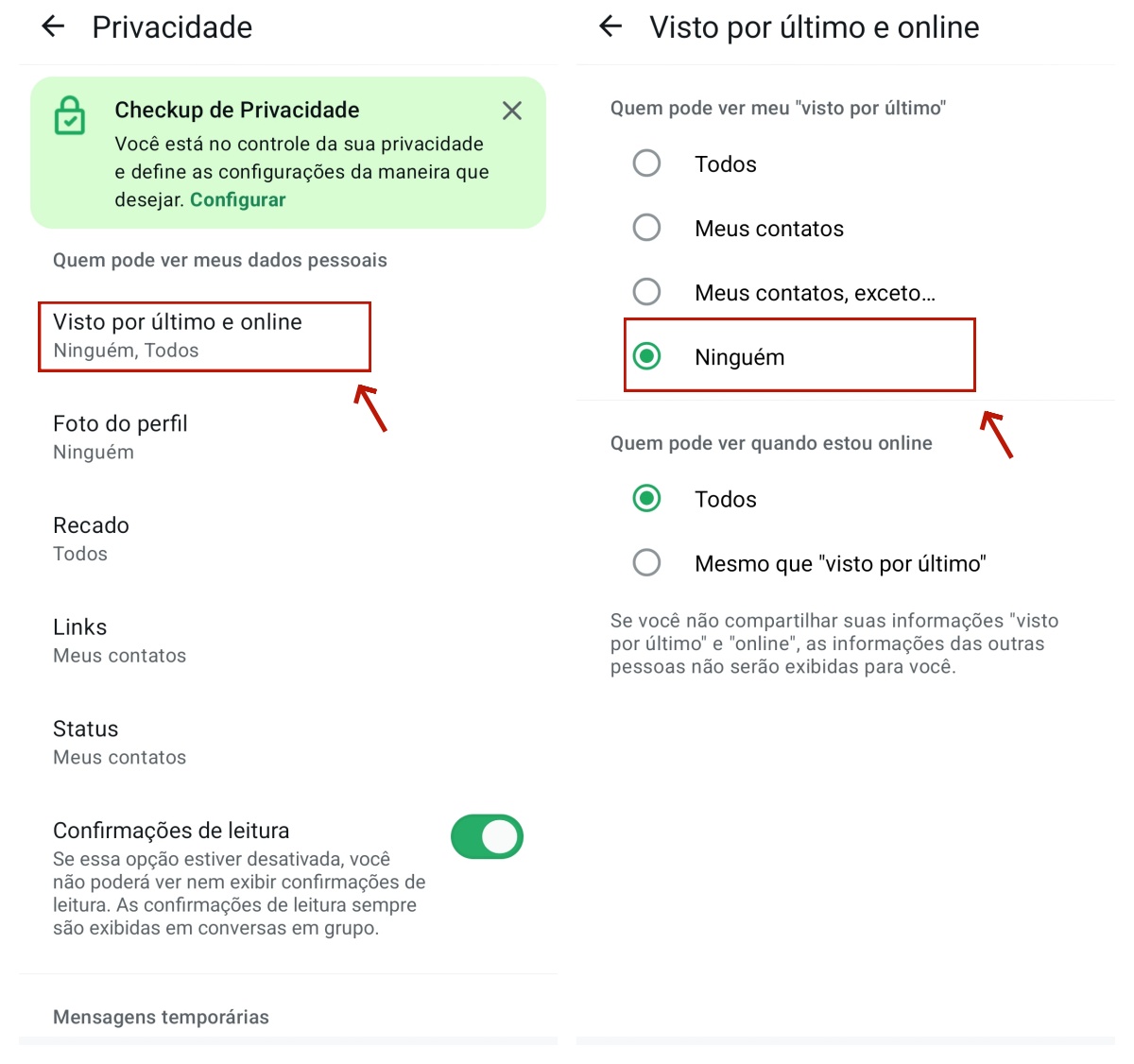 Ocultar o visto por último do WhatsApp no Android