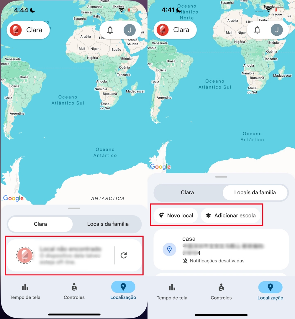 Veja a localização atual e defina cercas geográficas no Family Link
