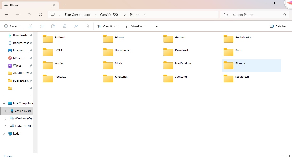 Copiar fotos para a Área de Trabalho