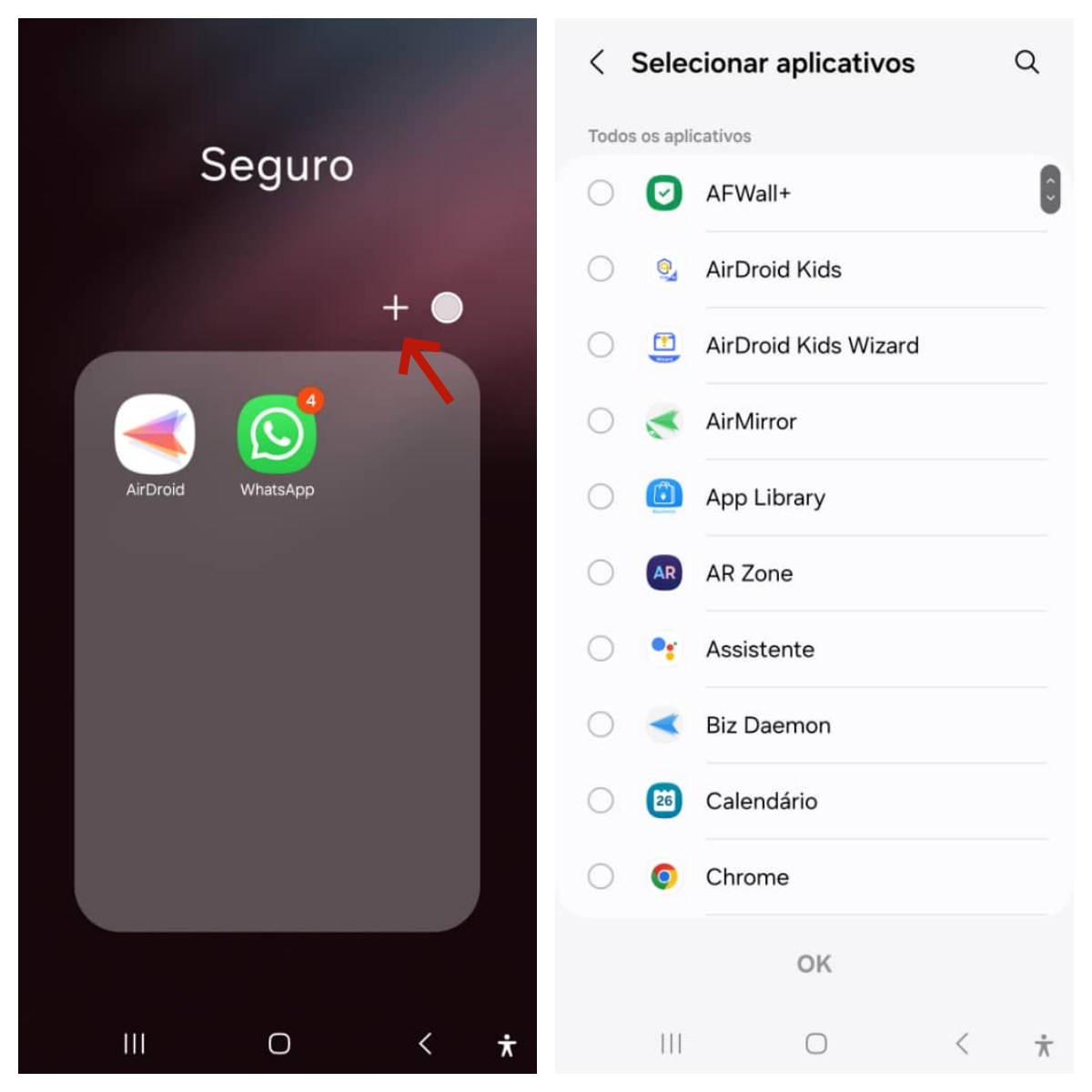 Adicionar apps à Pasta Segura da Samsung