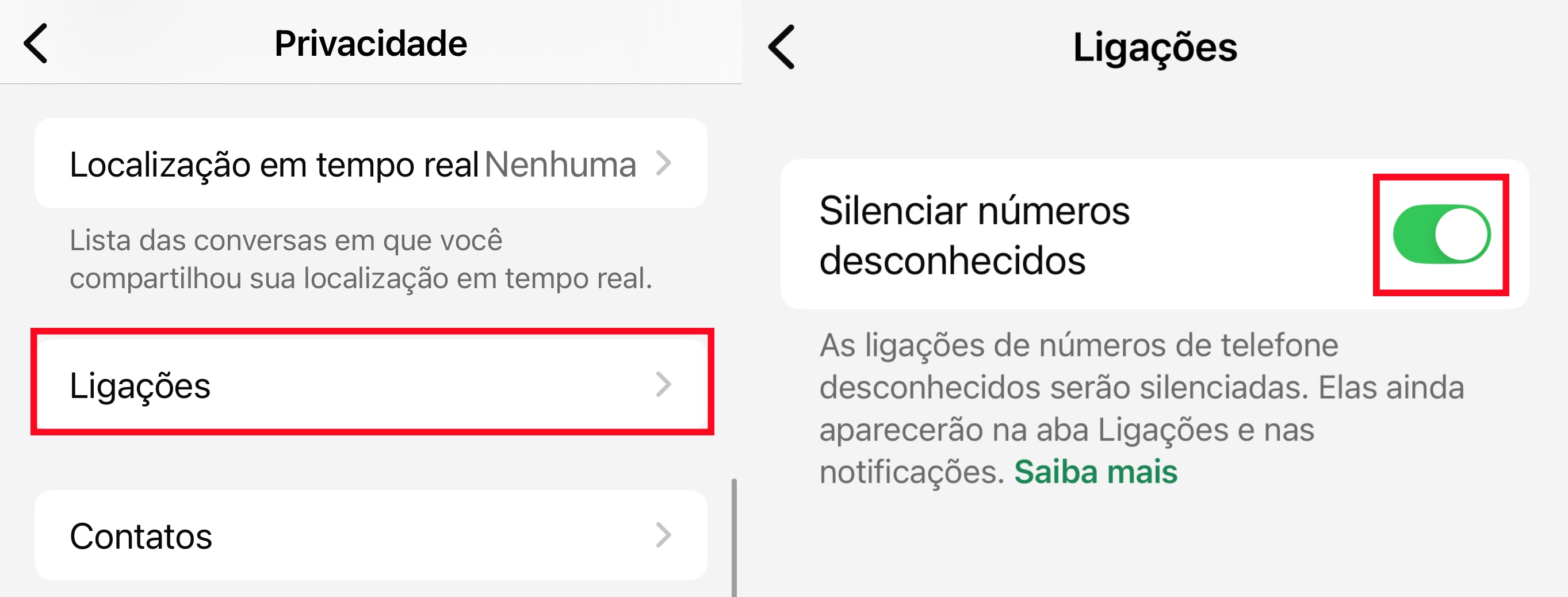 Silenciar números desconhecidos no WhatsApp no iPhone ou Android