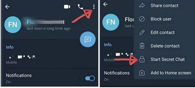 iniciar chat secreto no telegram do android