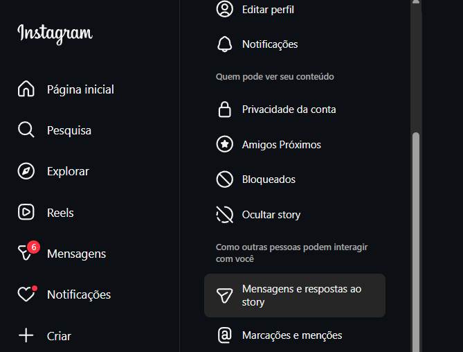 Desativar a confirmação de leitura nas configurações do Instagram