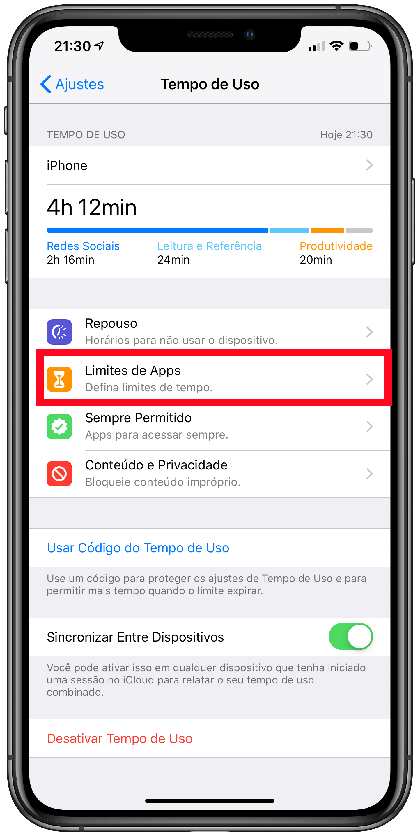 limite de apps