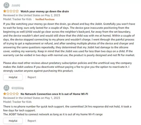 Avaliação do usuário do menor rastreador GPS Jiobit