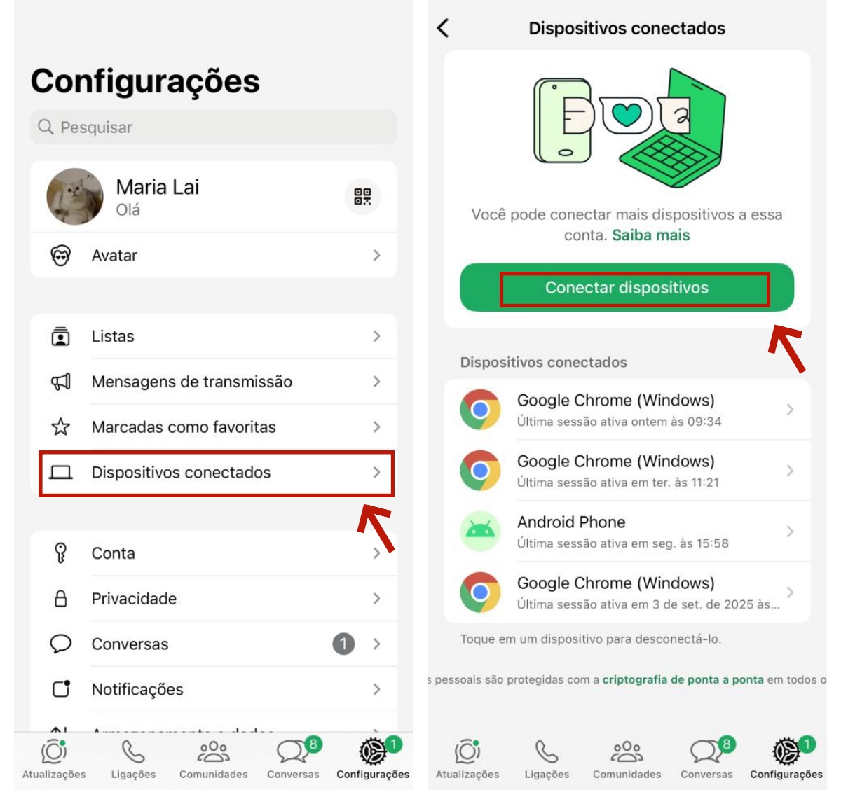 Conectar um dispositivo no WhatsApp Android