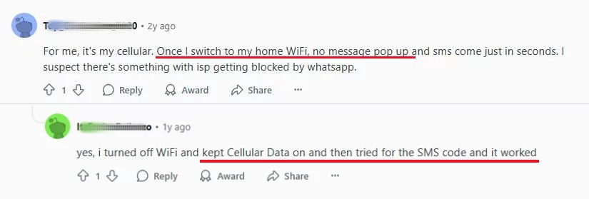 WhatsApp não envia código – Reddit