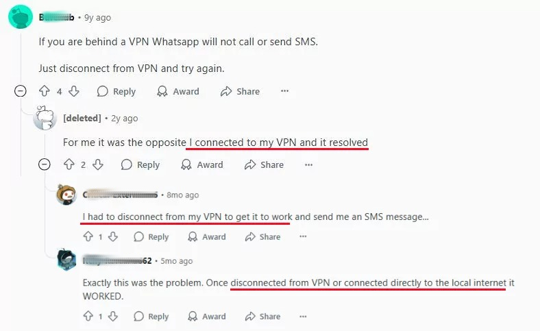 WhatsApp não envia o código – Reddit