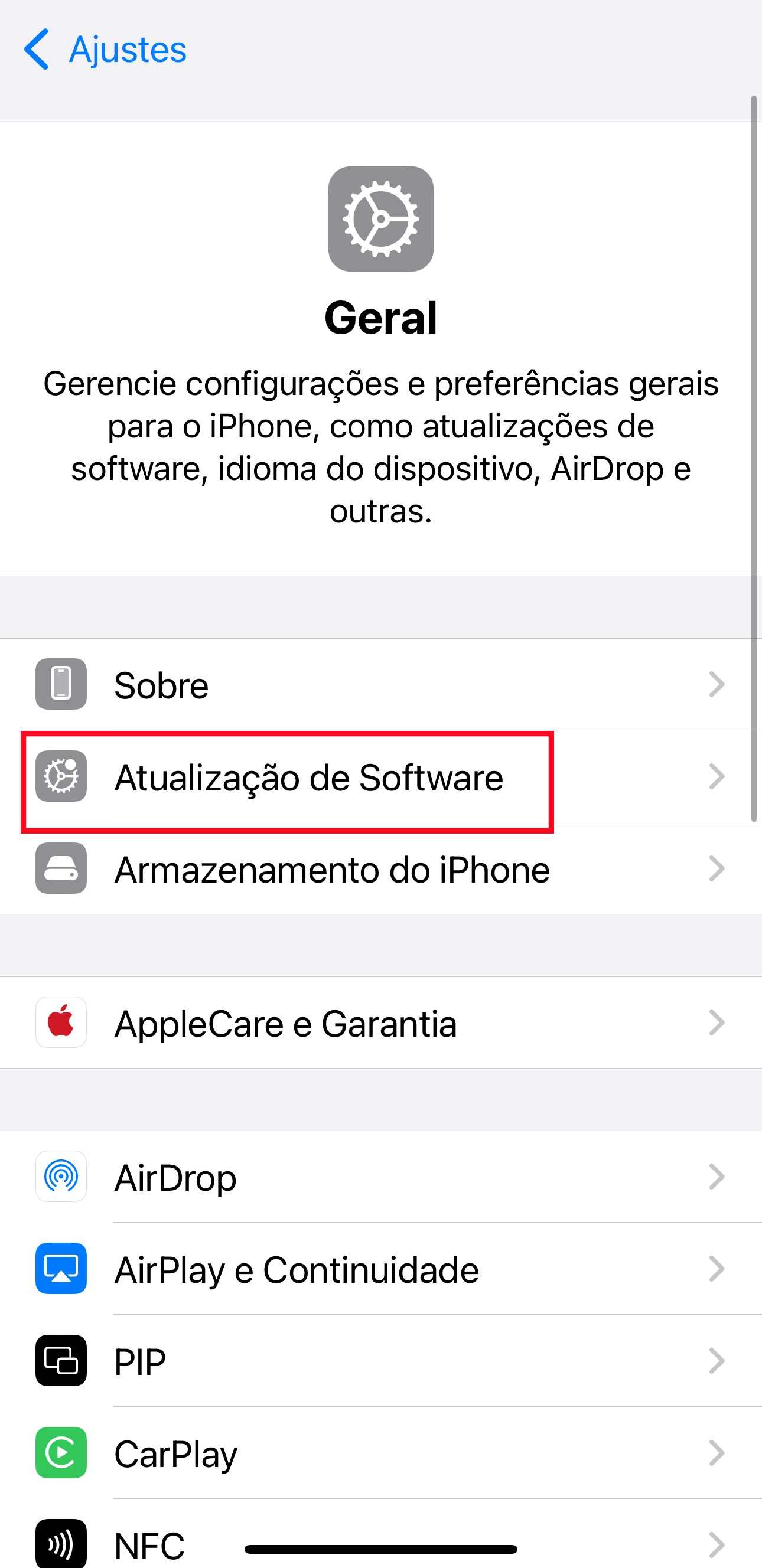 Atualizar software do iPhone