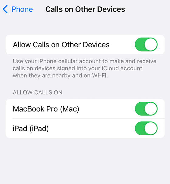 allow calls on other device iPhone